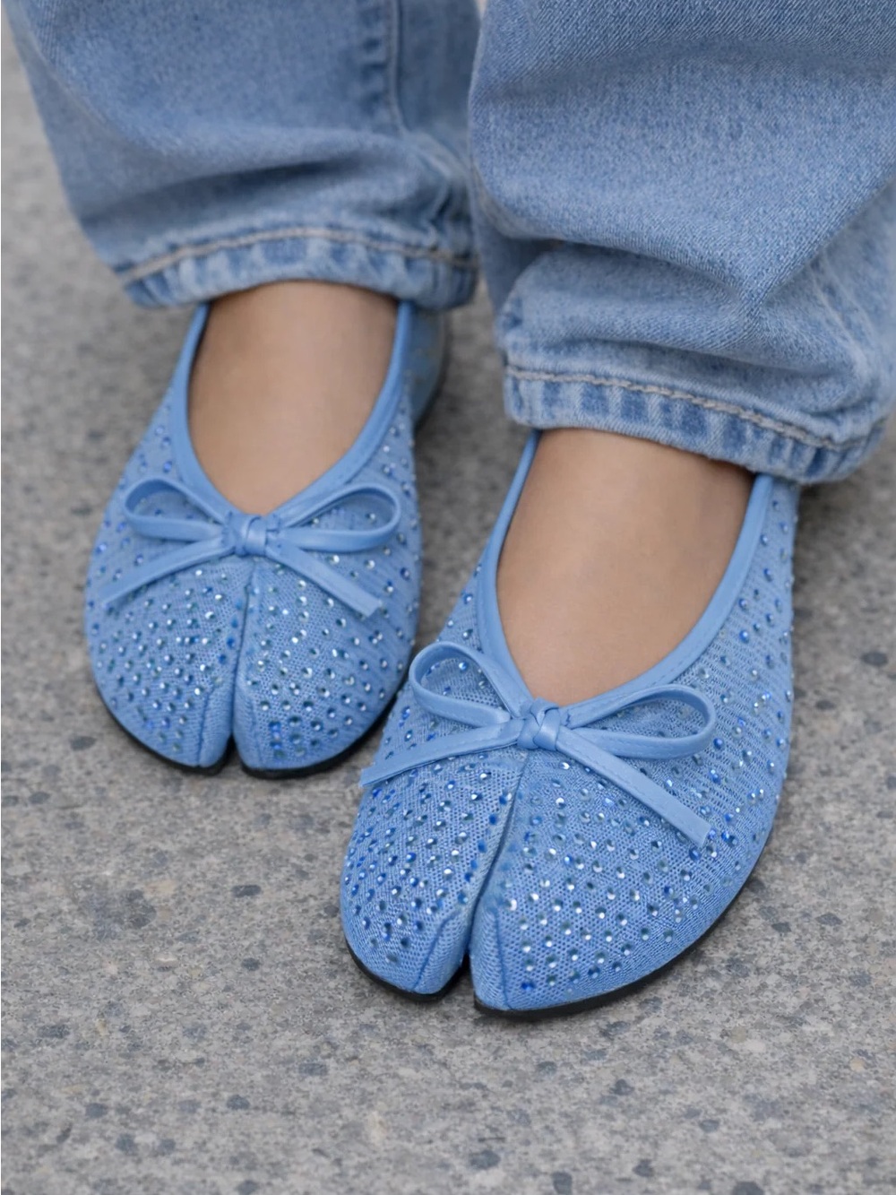Blue Rhinestone Split Toe Ballet Shoe - Picture 3 of 5